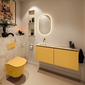 Mondiaz Ture DLux toiletmeubel 120cm ocher met wastafel frappe links zonder kraangat