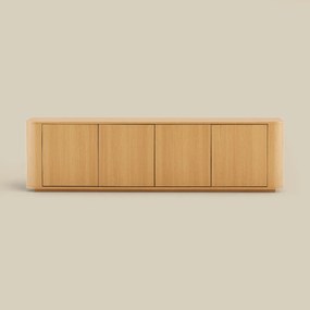 Eiken Tv-meubel Met Ronde Hoeken - 180x40x50cm.