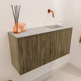 Mondiaz Joya DLux 80cm toiletmeubel dusk met wastafel faye rechts zonder kraangat glace