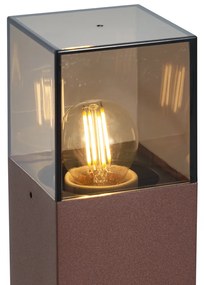 Industriele / Industrie / Industrial buiten paaltje roestbruin met smoke glas 70cm met schemersensor IP44 - Denmark Industriele / Industrie / Industrial E27 IP44 Buitenverlichting