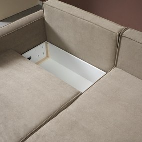 Beige Slaapbank Chaise Longue Rechts