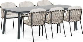 Tuinset 6 personen 220 cm Rope Grijs Lifestyle Garden Furniture Morano/Tavano