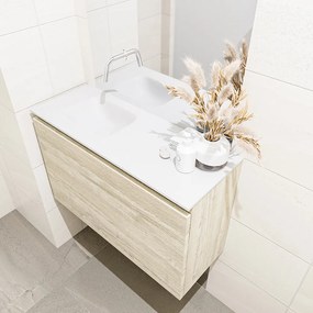 Mondiaz Olan 80cm toiletmeubel light brown grey met wastafel talc links geen kraangat