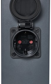 Buitenlamp donkergrijs met smoke glas 45cm IP44 met stopcontact en bewegingssensor - Malios