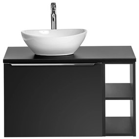 Comad Santa Fe Black badkamermeubel 80cm zwart mat met open kast en glans witte waskom