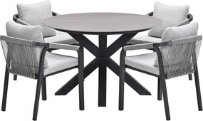 Garden Impressions Tarera tuinset 5-delig - Duuk tuintafel Ø120 cm
