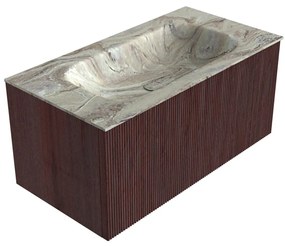 Mondiaz Kurve-dlux 90cm badmeubel ruby met 1 lade en wastafel big small midden zonder kraangat glace