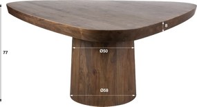 Driehoekige Eettafel Acaciahout - 165 X 165cm.