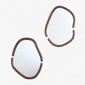 Set Van 2 Onregelmatige Wandspiegels In Mdf Vixidel Donker Hout - Sklum