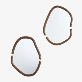 Set Van 2 Ovale Wandspiegels In Vixidel Mdf Donker Hout - Sklum