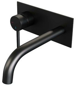 Brauer Black Edition ColdStart wastafelkraan inbouw gebogen uitloop met achterplaat model A2 zwart mat