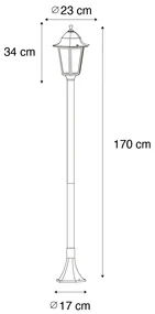 Klassieke staande buitenlamp donker groen 170 cm IP44 - New Orleans Klassiek / Antiek E27 IP44 Buitenverlichting