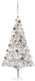 vidaXL Kunstkerstboom met LED's en kerstballen 180 cm PET zilverkleur