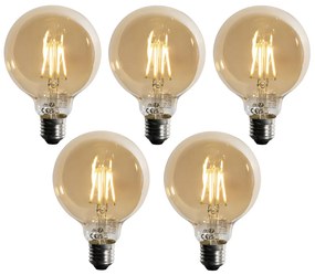 Set van 5 E27 3-staps dimbaar LED lamp goud G95 4W 450 lm 2700K