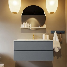 Mondiaz Vica DLux badmeubel 100cm plata 2 lades met wastafel frappe midden 1 kraangat
