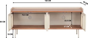 Beige TV Meubel Met Ribbels - 150x40x60cm.