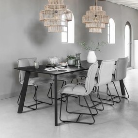 Eettafel Zwart Teakhout 200 Cm - 200 X 100cm.