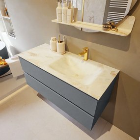 Mondiaz Vica DLux badmeubel 110cm plata 2 lades met wastafel frappe rechts 1 kraangat
