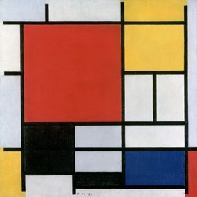 Kunstreproductie Composition with large red plane, Piet Mondrian