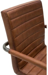 Goossens Eetkamerstoel Bryan cognac leer met armleuning, urban industrieel