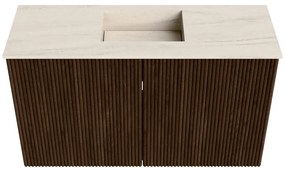 Mondiaz Joya DLux 70cm toiletmeubel walnut met wastafel faye midden 1 kraangat meli