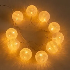 Decoratieve Slinger Met Witte Led-lichten Adda 10 Ballen & Batterijen - Sklum