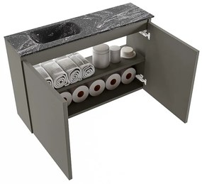 Mondiaz Ture DLux toiletmeubel 80cm smoke met wastafel lava links zonder kraangat