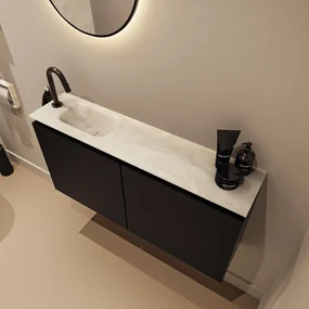Mondiaz Ture DLux toiletmeubel 100cm urban met wastafel ostra links met kraangat