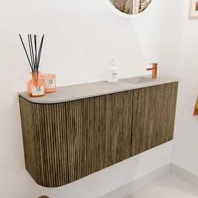 Mondiaz Joya DLux 90cm toiletmeubel ronding links dusk met wastafel faye rechts 1 kraangat opalo