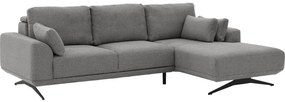 Goossens Excellent Bank Princess grijs, stof, 3-zits, elegant chic met chaise longue rechts