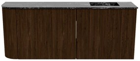 Mondiaz Joya DLux 100cm toiletmeubel ronding links walnut met wastafel faye rechts 1 kraangat lava