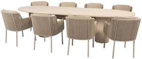 4 Seasons Outdoor Bernini tuinset latte met Hampton Mortex tafel met ovaal blad 300 cm Tuinset   beige weerbestendig