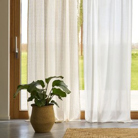 Glasgordijn met patroon, katoen, met gerimpelde bies en golf, CISALI