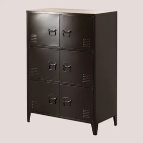 6-deurs Lockerkast Lade 80x40 Cm In Pohpli-staal Zwarte Koolstof - Sklum