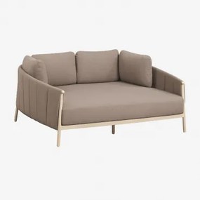 Dubbele Ligstoel Van Bouclé En Aluminium Met Boleni-kussens Bouclé Tarwebruin - Sklum