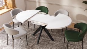 RENZO Wit/zwarte poot - RONDE TAFEL Ø110 UITKLAPBAAR TOT 180 cm | VOOR DE KEUKEN EETKAMER WOONKAMER RETRO