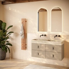Muebles Murcia badmeubel ribbelfront 120cm macchiato met White Travertin wastafel zonder kraangaten