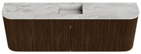 Mondiaz Joya DLux 125cm toiletmeubel ronding links/rechts walnut met wastafel faye midden zonder kraangat glace
