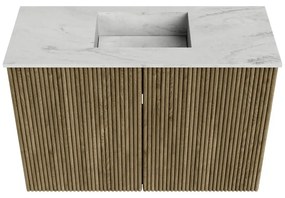 Mondiaz Joya DLux 60cm toiletmeubel dusk met wastafel faye midden zonder kraangat opalo