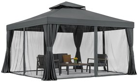 Tuinpaviljoen met klamboe en gordijnen Valencia 4x4m antraciet Garden Point