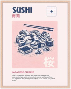 Ingelijste digitale print Sushi, handgemaakt