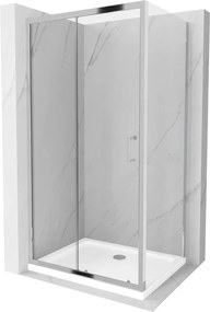 Mexen Apia schuifdouchecabine 130 x 70 cm, transparant, chroom + Flat douchebak - 840-130-070-01-00-4010