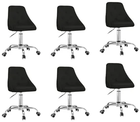 vidaXL Eetkamerstoelen draaibaar 6 st stof zwart