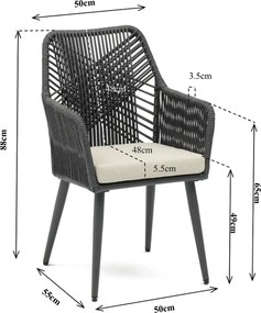 Tuinset 8 personen 300 cm Aluminium/rope Grijs Coco Vedra/Weave