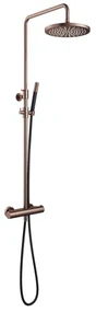 Hotbath Cobber thermostatische regendoucheset met 30cm ronde hoofddouche staafhanddouche koper geborsteld PVD SDS9BCP5