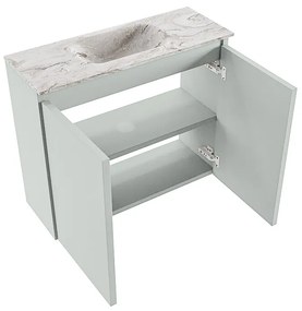 Mondiaz Ture DLux toiletmeubel 60cm greey met wastafel glace midden zonder kraangat