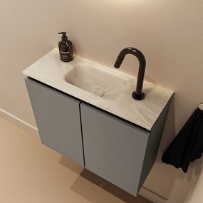 Mondiaz Ture DLux toiletmeubel 60cm smoke met wastafel ostra midden met kraangat