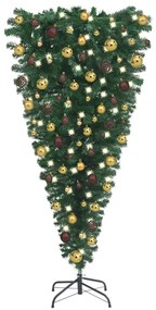 vidaXL Kunstkerstboom omgekeerd met LED's en kerstballen 180 cm