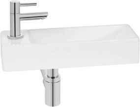Saqu Wave fonteinset met chromen kraan links glanzend wit keramiek