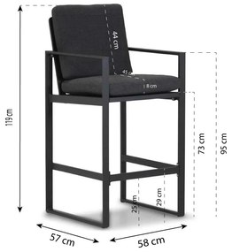 Barstoel Aluminium Grijs-antraciet Santika Zaga  antraciet